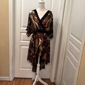 Just Me High Low Dress - Black and Brown